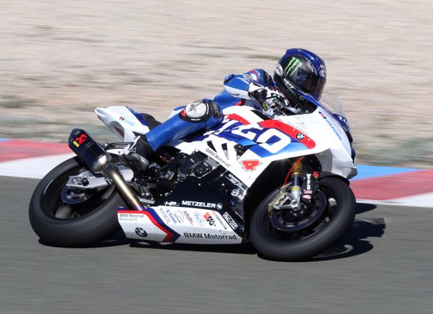 Ian Hutchinson's first ride on the Tyco BMW S 1000 R Superstock machine